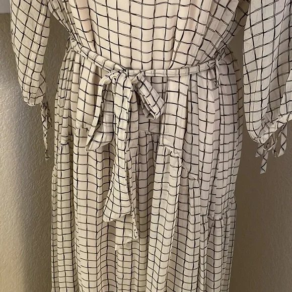 Melloday beige black plaid layered dress size S new with tag - Picture 3 of 16